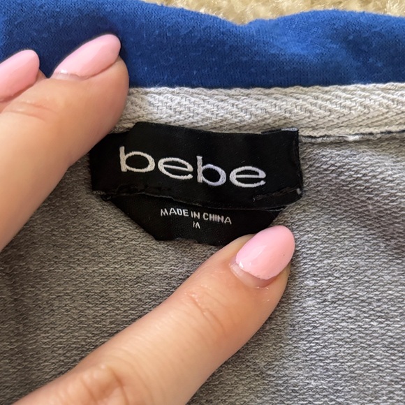 Vintage Y2K Bebe Blue and Gray Zip Collar Top - Picture 2 of 6